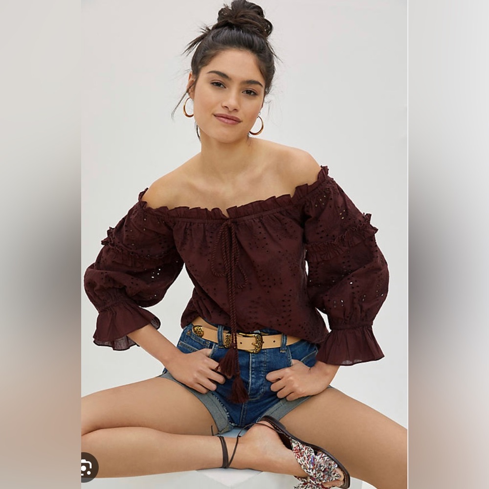 anthropologie off the shoulder blouse
